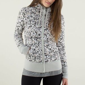 Lululemon After Asana Hoodie Not So Petite Fleur Silver Spoon Zipper Gym-4